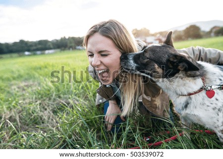 Similar – Image, Stock Photo Dog with tongue out.