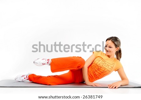 beautiful young woman exercising