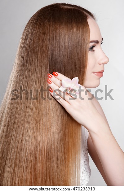 Beautiful Young Woman Extra Long Blonde Stock Photo Edit Now