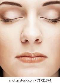 Beautiful Young Woman Face. Close Up.