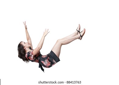 A Beautiful Young Woman Falling Through The Sky