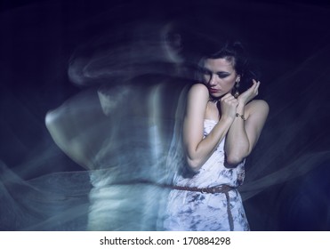 Beautiful Young Woman. Fashion Photography Long Exposure.