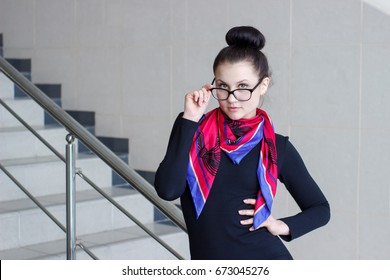 Beautiful young woman gazing glasses - Shutterstock ID 673045276