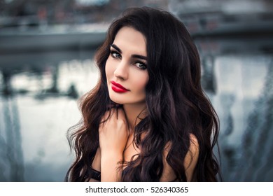 Beautiful Young Woman Green Eyes Long Stock Photo 526340365 | Shutterstock