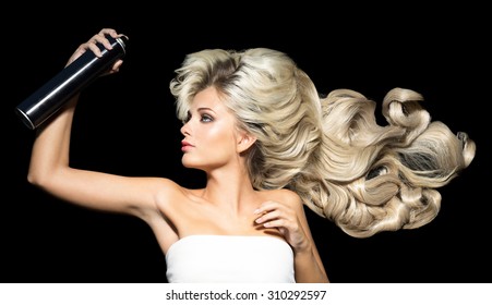 Beautiful Young Woman With A Hairspray