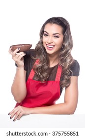 Beautiful Young Woman Holding A Chocolate Egg