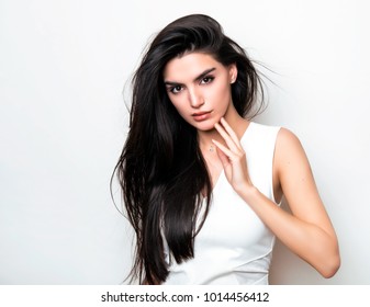 Beautiful Young Woman With Long Black Hair