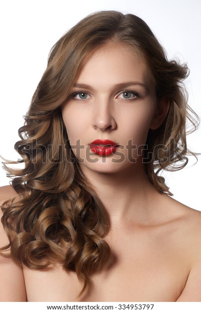 Beautiful Young Woman Long Curly Hair Stock Photo Edit Now 334953797