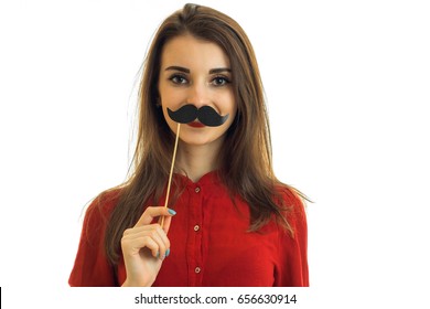 Beautiful Young Woman With Moustache