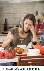 Beautiful Young Woman Is Not Hungry And She Is Stressed