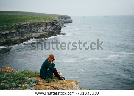 Similar – Foto Bild Cliffs of Moher, Frau schaut in die Ferne