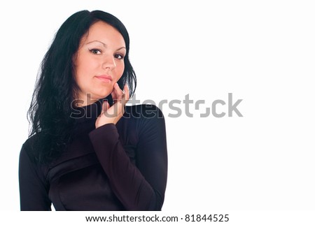 beautiful young woman on a white background