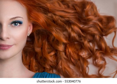 beautiful young woman with red hair beautiful,  red-haired girl with curls