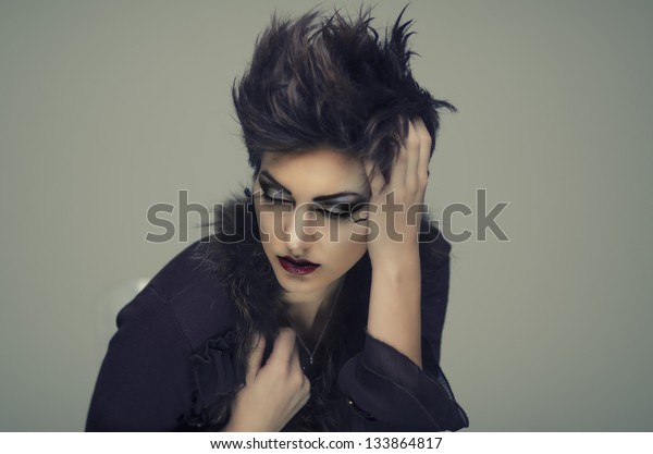 Beautiful Young Woman Short Hair Style Stock Photo Edit Now