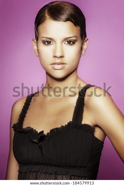 Beautiful Young Woman Short Hair Stock Photo Edit Now 184579913