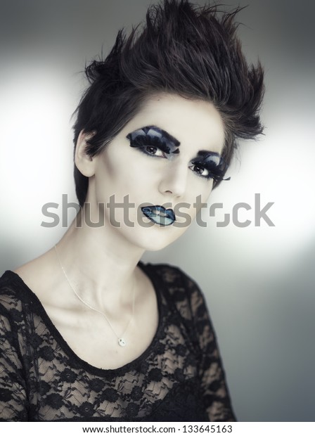 Beautiful Young Woman Short Spiky Hair Stock Image Download Now