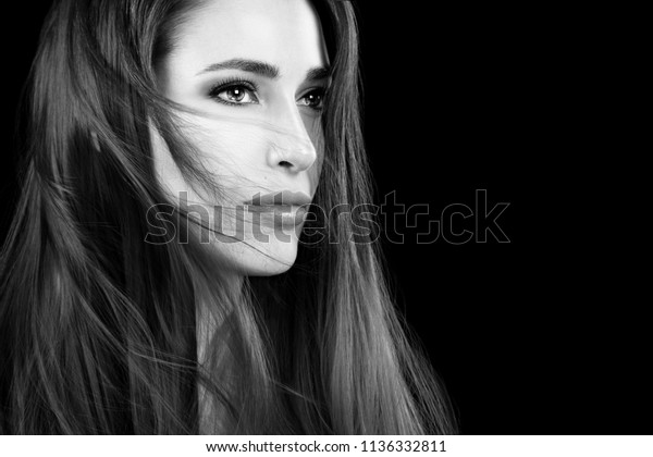 Beautiful Young Woman Tousled Hair Style Beauty Fashion Stock Image