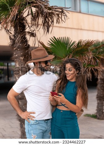 Similar – Image, Stock Photo Young people talking and drinking in summer party