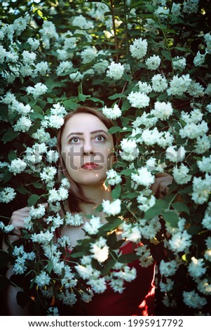 Similar – Teenage woman surrounded by confetti