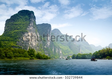 Similar – Image, Stock Photo Karst landscape of mountains and far islands in Ha Long Bay, Vietnam, Southeast Asia