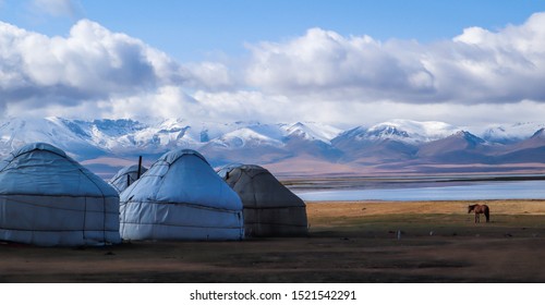 Beautiful Yurt Camps At Lake Song Kol, Kyrgyzstan 