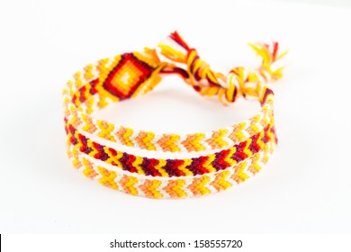 Beautifully Colored Friendship Bracelet Isolated On White Background