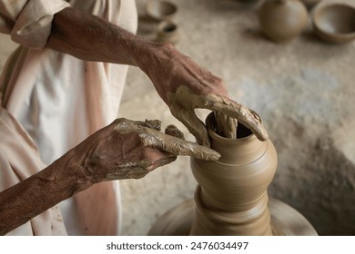 A beautifully crafted handmade pottery Piece featuring intricate designs and earthy tones. - Powered by Shutterstock