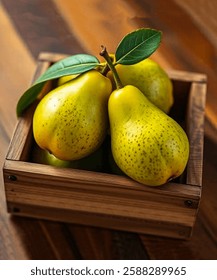 A beautifully crafted pear wood box sits elegantly on the table, its smooth, honey-colored surface glowing under the soft light. The fine grain of the wood tells a story of nature’s artistry, each swi