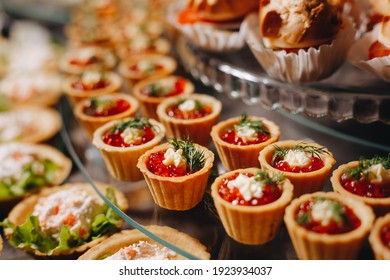 Beautifully decorated catering snacks and appetizers