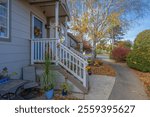 Beautifully decorated stairway entrance in a mobile home park Scotts Valley California. 