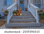 Beautifully decorated stairway entrance in a mobile home park Scotts Valley California.