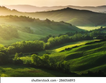 Beautifully illuminated landscape of Tuscany