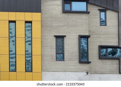 Beautifully installed window frames on the wall of a building