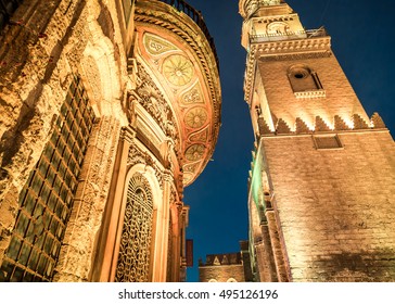 Beautifully lit Islamic Cairo at night, El Moez Street, Khan el Khalili, Cairo, Egypt
