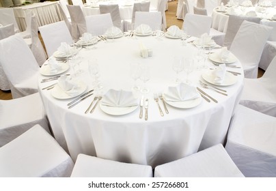 Beautifully Organized Event - Served Festive Table Ready For Guests