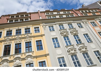 The Beautifully Restored Buildings Of Rampische Strasse In Dresden, Germany. The Street Was Destroyed In The Bombing Of February 13-14, 1945.