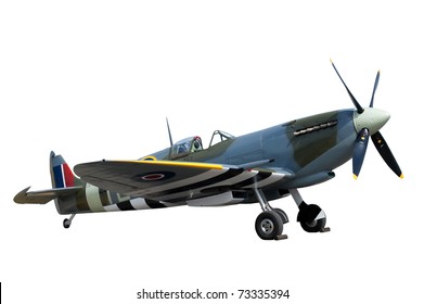 Beautifully Restored Vintage WW2 Supermarine Spitfire Isolated On White