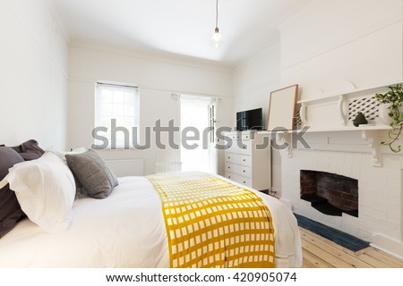 Beautifully Styled Modern Guest Bedroom Vintage Stock Photo