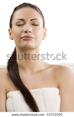 Similar – Young woman receiving a head massage in a spa center