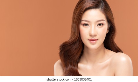 Beauty Asian Women Portrait Face With Skin Care Healthy And Skin.