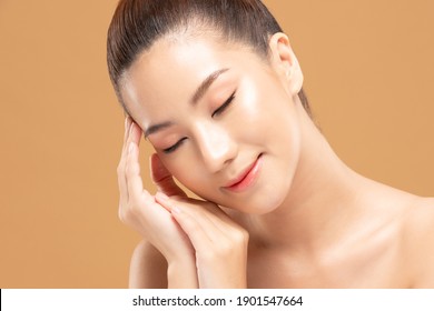 Beauty Asian Women Portrait Face With Skin Care Healthy And Skin.