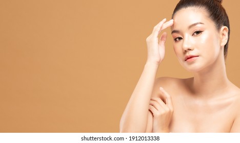 Beauty Asian Women Portrait Face With Skin Care Healthy And Skin.