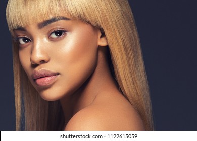 Beauty black skin woman african ethnic female face portrait