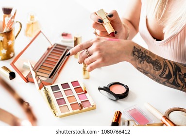Beauty Blogger Producing Makeup Tutorial
