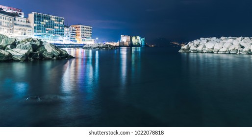 The Beauty Of Castel Dell'Ovo On A Calm Winter Night, Naples, Italy