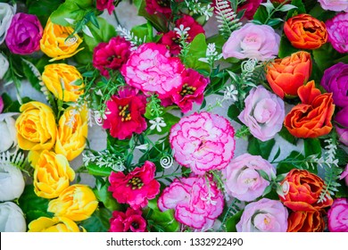Beauty of colorful flowers decorated in the party.