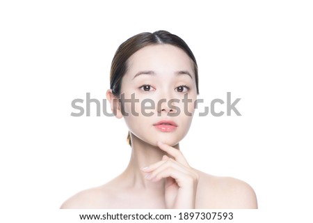 Beauty concept of an asian girl. Skin care. Cosmetics.