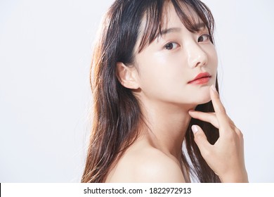 Beauty concept portrait of young Asian woman with soft highlights