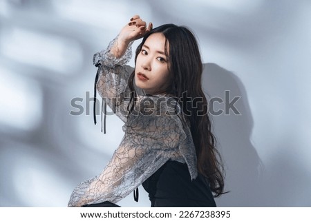 Beauty concept of young Asian woman. Beauty salon. Skin care. Cosmetics. Korean fashion. Korean makeup.