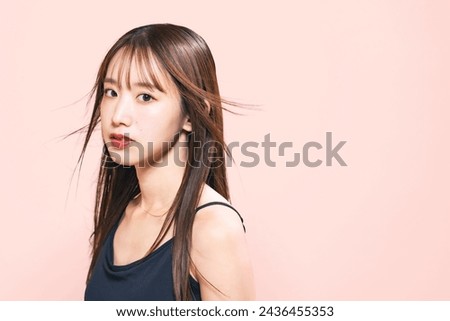 Beauty concept of young Asian woman. Skin care. Cosmetics.